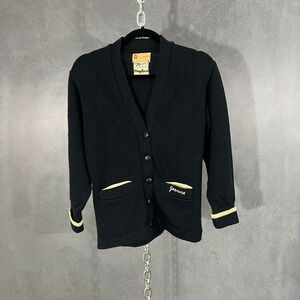 40s H.L. Whiting letterman cardigan chain‎ stitch black SM